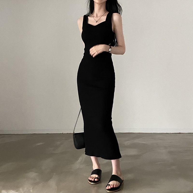 Casual midi 2025 dress black