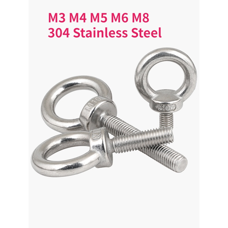 M3 M4 M5 M6 M8 304 Stainless Steel Eye Bolt Lifting Eye Screw Ring