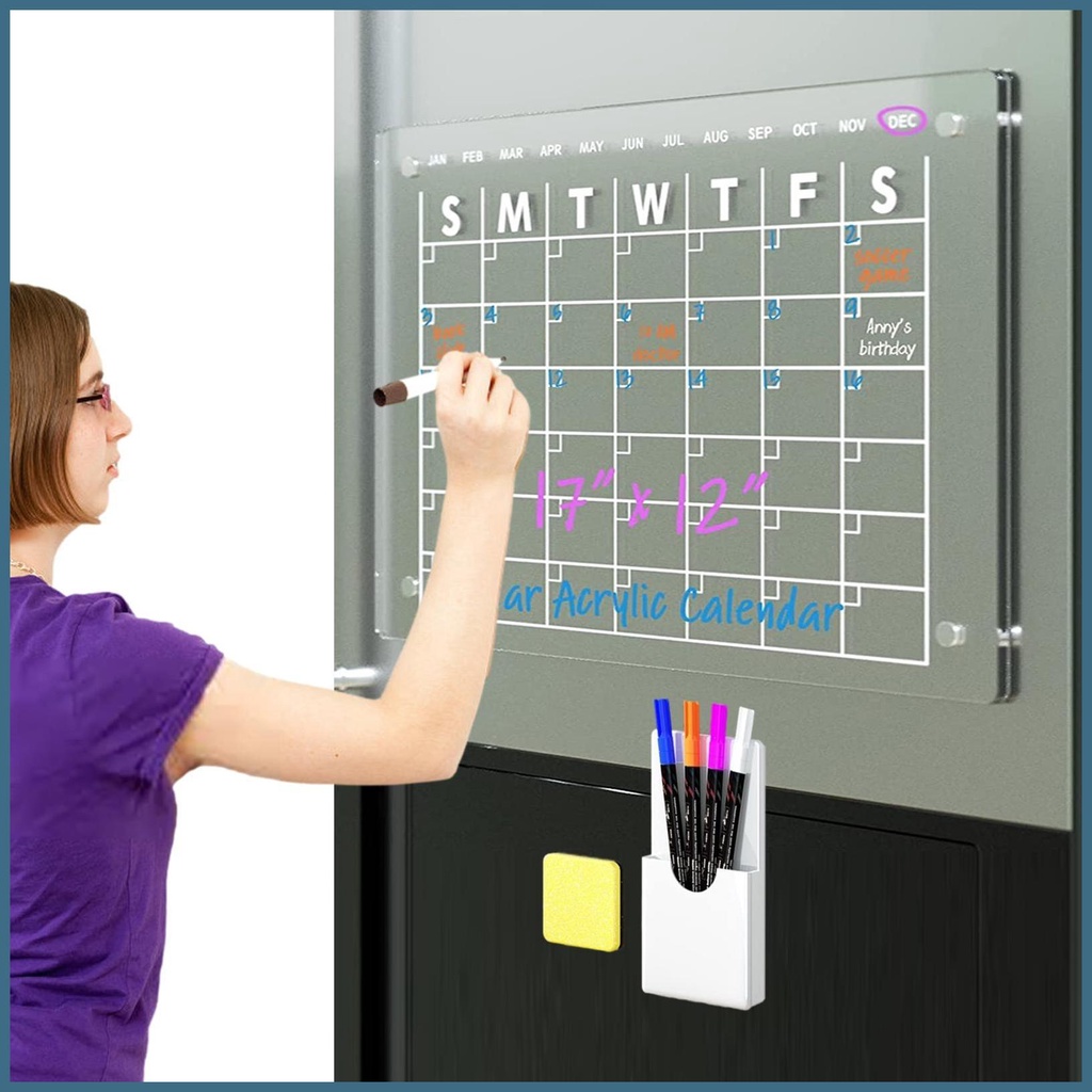 Dry Erase Board 17x12inch Acrylic Clear Dry Erase Calendar for