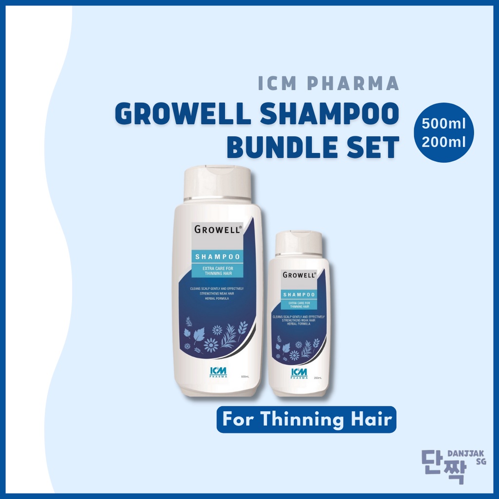 ICM Pharma Growell Shampoo 500ml + 200ml [Bundle Set] (For Thinning