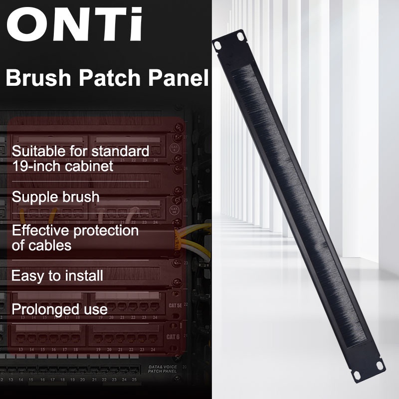 Onti 1U 19inch Rack Type IT Network Cabinet Brush Panel Strip Cable ...