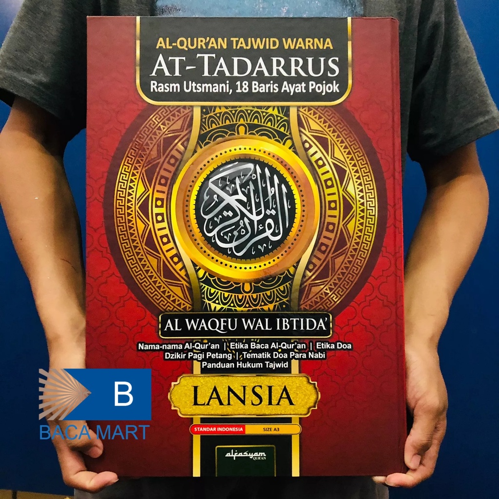 Al Quran AT TADARRUS A3 HC JUMBO Al Quran Elderly 18 Rows Tajwid Color