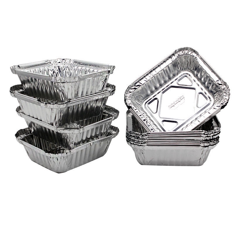 Covered Thick Aluminum Foil Lunch Box Barbecue Tin Tray Disposable to