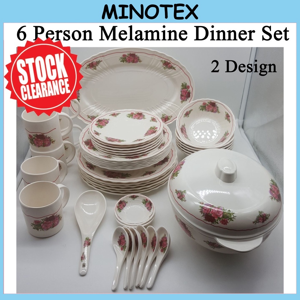 42pcs Melamine Dinner Set 6 Person Dinner Set/Set Pinggan Melamine/Set Makan Melamine/ Shopee
