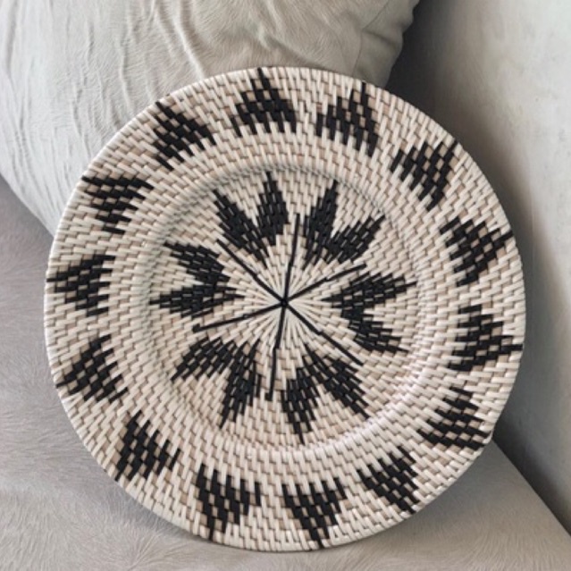 Authentic Lombok Seagrase Woven Rattan Motif Rattan Plate Rattan Placemat Lombok Rattan