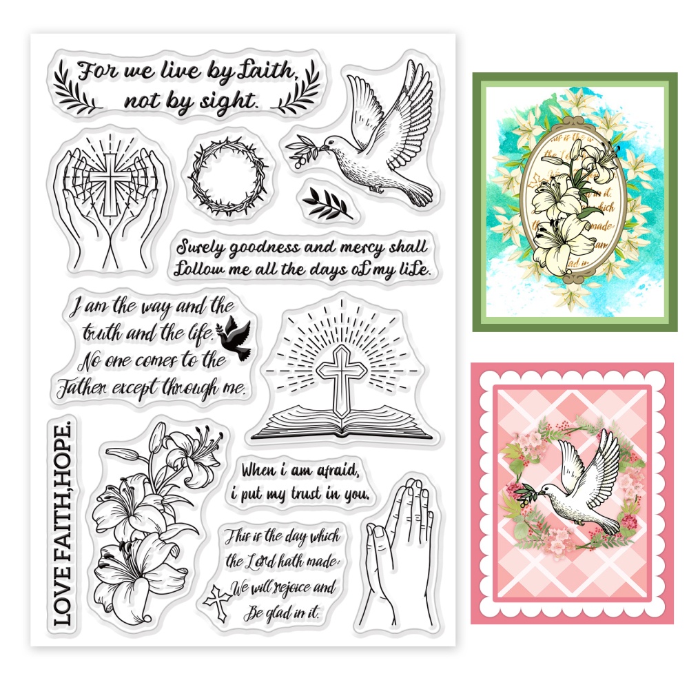 1Sheet Bible Verse Clear Stamps Christianity Scripture Faith Dove