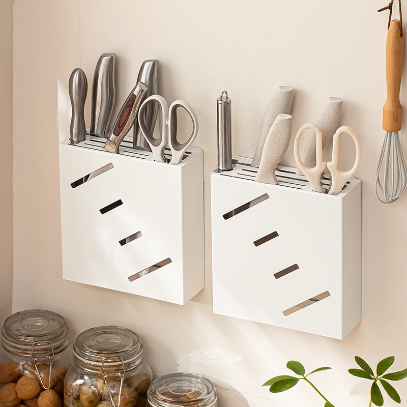 white wall-mounted knife holder kitchen multifunctional shelf concealed ...