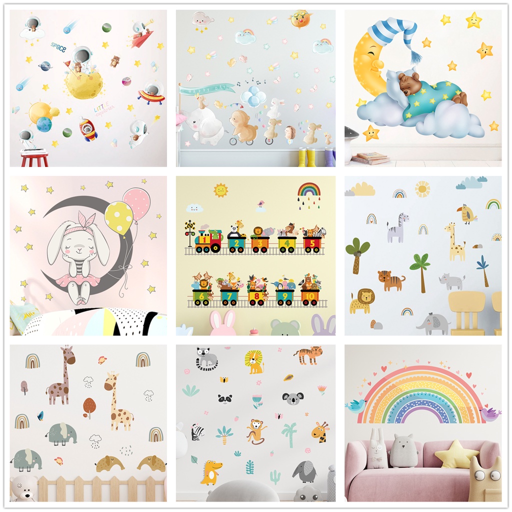 【Zooyoo】39 Types Cartoon Wall Stickers Combination Clouds Rainbow