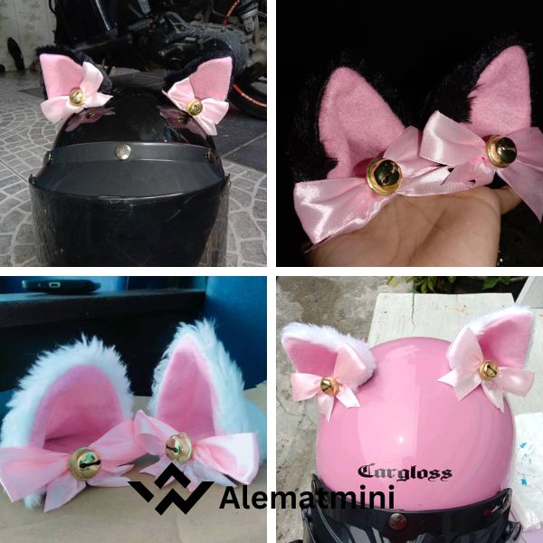 Cat ears helmet Nekomimi Fur 2pc/helmet cat ears/halfface helmet ears
