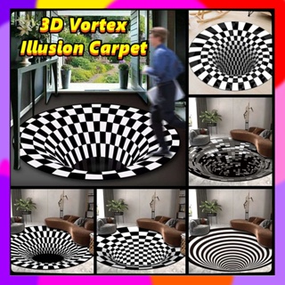 3D Vortex Illusion Rug Swirl Print Optical Illusion Areas Rug Carpet Floor  Pad Non-slip Doormat Mats for Home