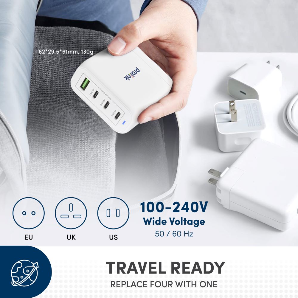 Prolink 68W / 4 port / GaN PD Power Adaptor Travel Wall Kepala Charger - 68W 4port - Gambar 4