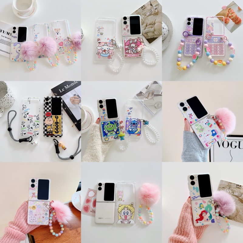 Oppo Find N2 Flip Shockproof Case Painted Kulomi Mermaid Bracelet Hard Fold Antiknock Phone Cover
