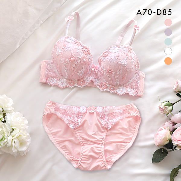 Free shipping Bra & Brief Sets Flower gauze lace embroidery ultra