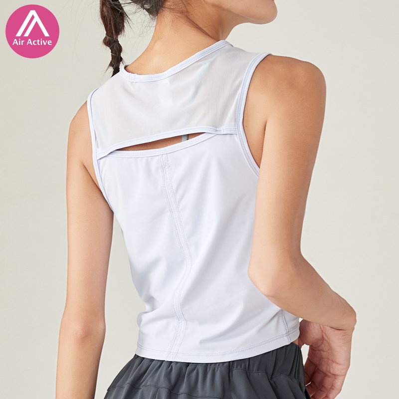 AIR ACTIVE Casual Sleeveless Yoga Top Mesh Stitching Quick Drying Sports Crop Top Tank Top
