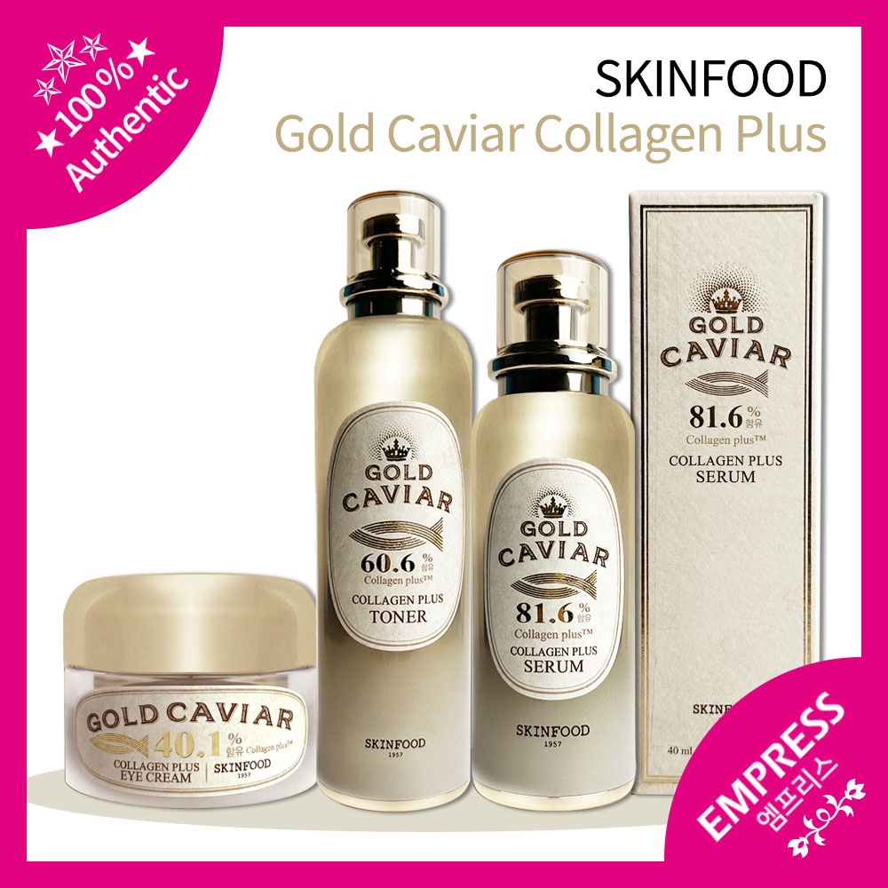 SKINFOOD Gold Caviar Collagen Plus (Toner/Serum/Eye Cream) Shopee