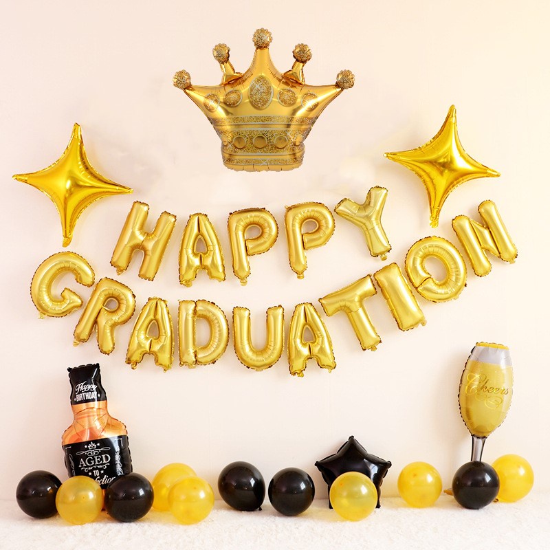 Black Gold Graduation Season Theme Party Congrats Graduation Banner ...