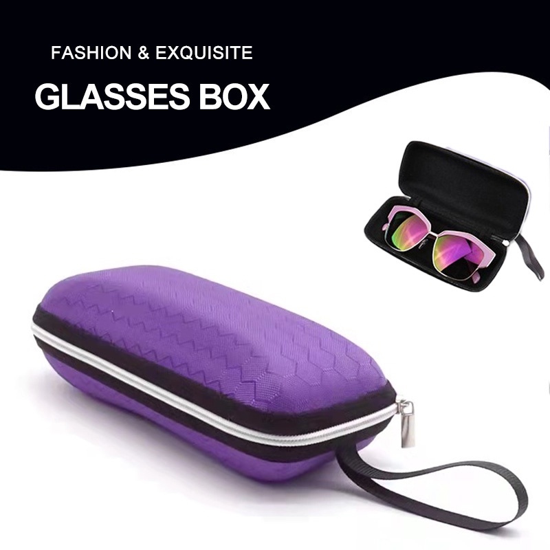 Purple Glasses Case Zipper Protective Sunglasses Box Spectacle Hardcase