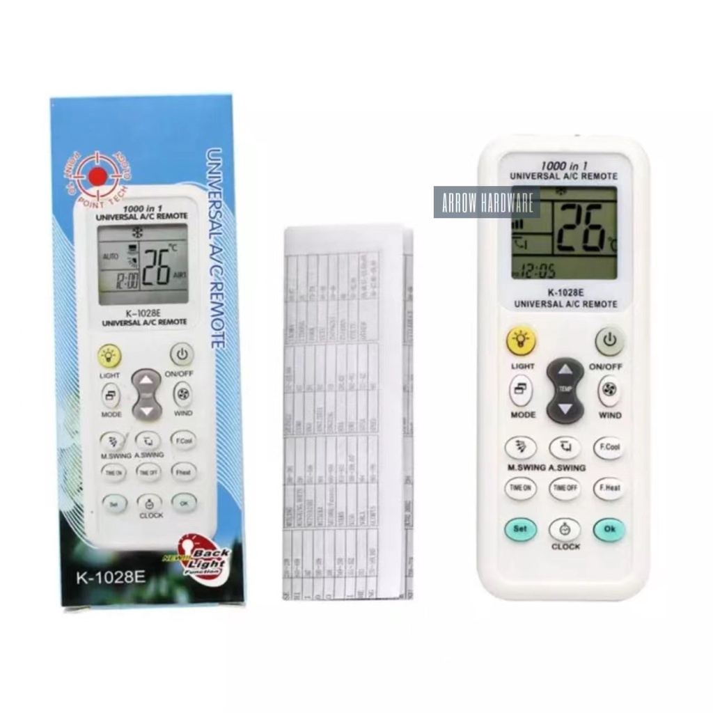 1000 in1 K1028E Universal Wireless Remote Control AC AIRCON Digital LCD Remote Control Shopee