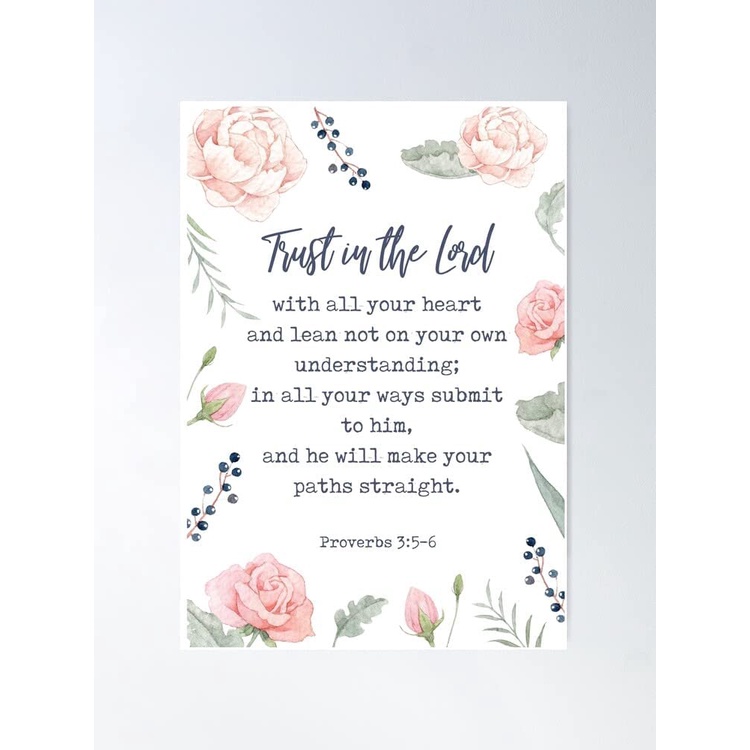 Proverbs 3:5-6 Inspirational Christian Quote Poster Lds Youth Theme ...