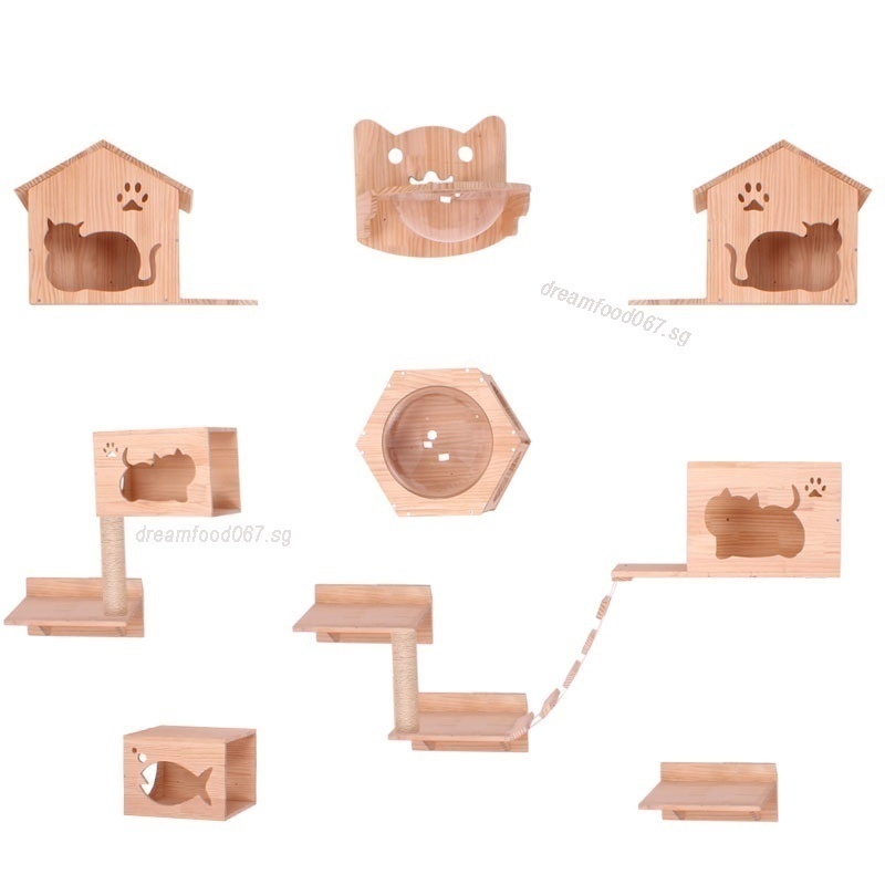 Hanging Cat Climbing Frame Wall Cat Condo Solid Wood Cat House Shopee