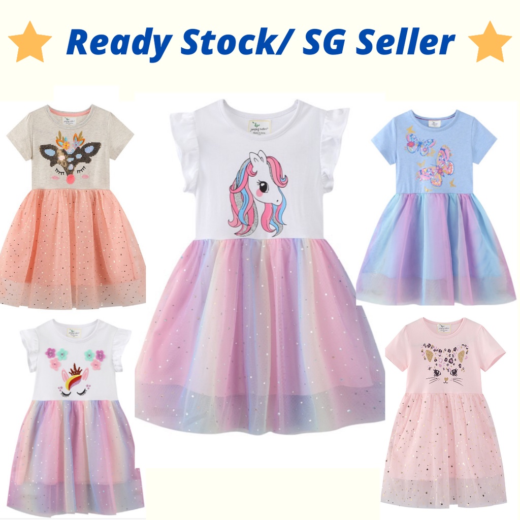 (SG Local Stock) Cute Unicorn/Cartoon Girl Dress Skirt | Shopee Singapore