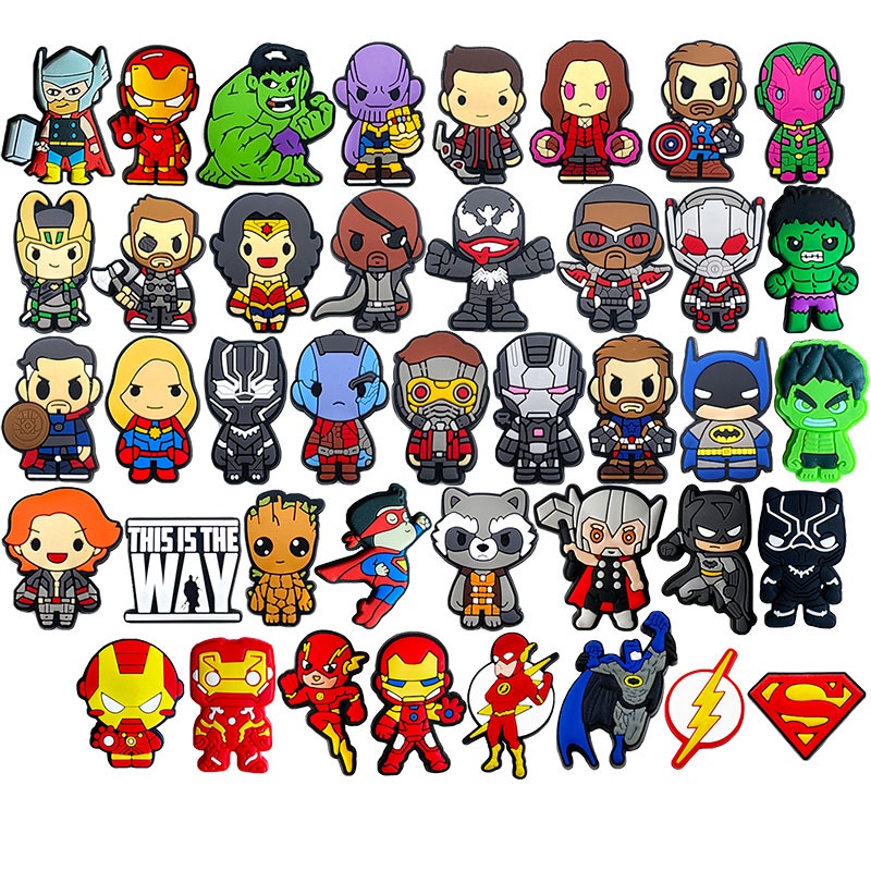 Cute Batman Avengers Croc Jibbits Charm Hulk Superman Jibitz Marvel ...