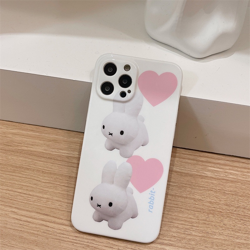 Cute Cartoon Heart Rabbit Phone Case for IPhone 14 13 12 11 Pro Max XS X XR Soft Shockproof Back Cover
