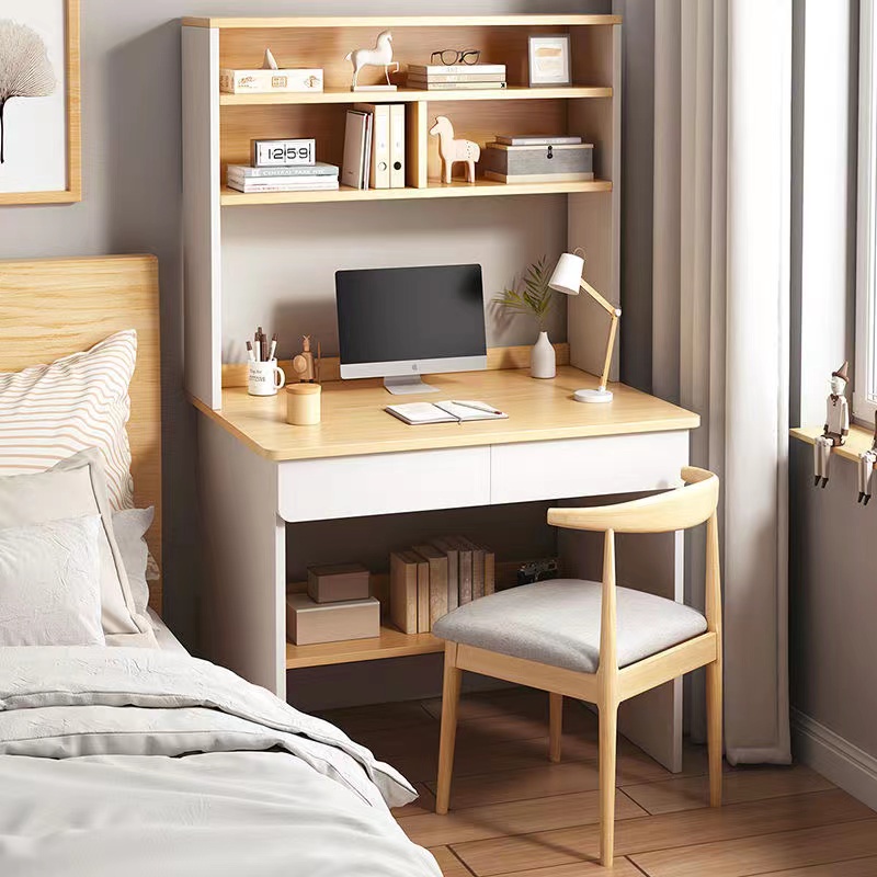 Study table Desk with Bookshelf Combination Simple Home Study Desk ...