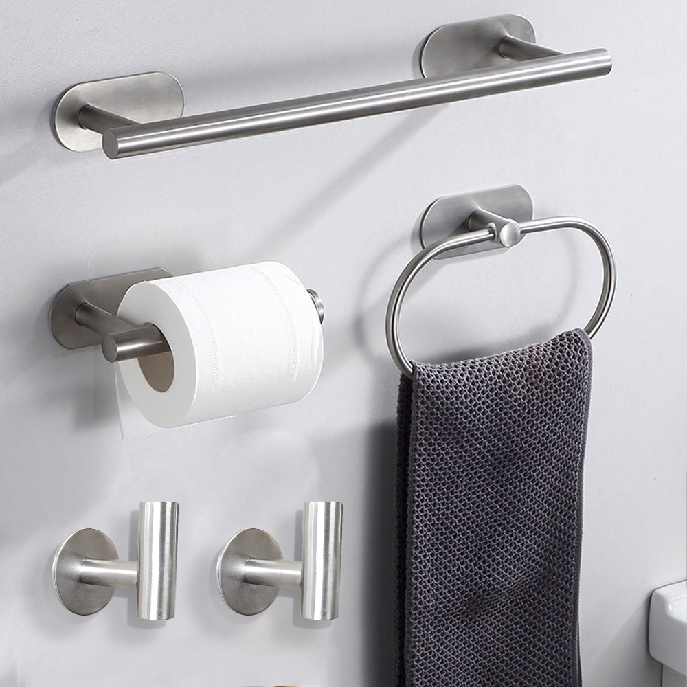 Adhesive Aluminum Wall Hook Bathroom Hanging Towel Bar Towel Hook Door
