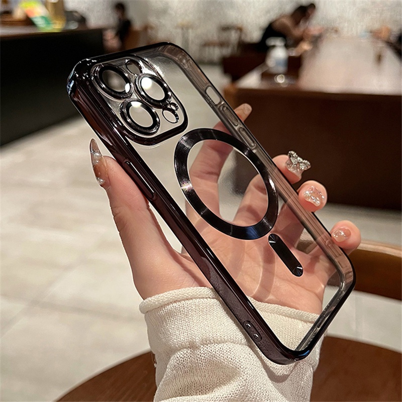 Luxury Transparent Magnetic Wireless Charging Silicone Case for iPhone 14  13 12 11 PRO Max Lens Protector Shockproof Cover - China Mobile Phone Case  and Phone Case price