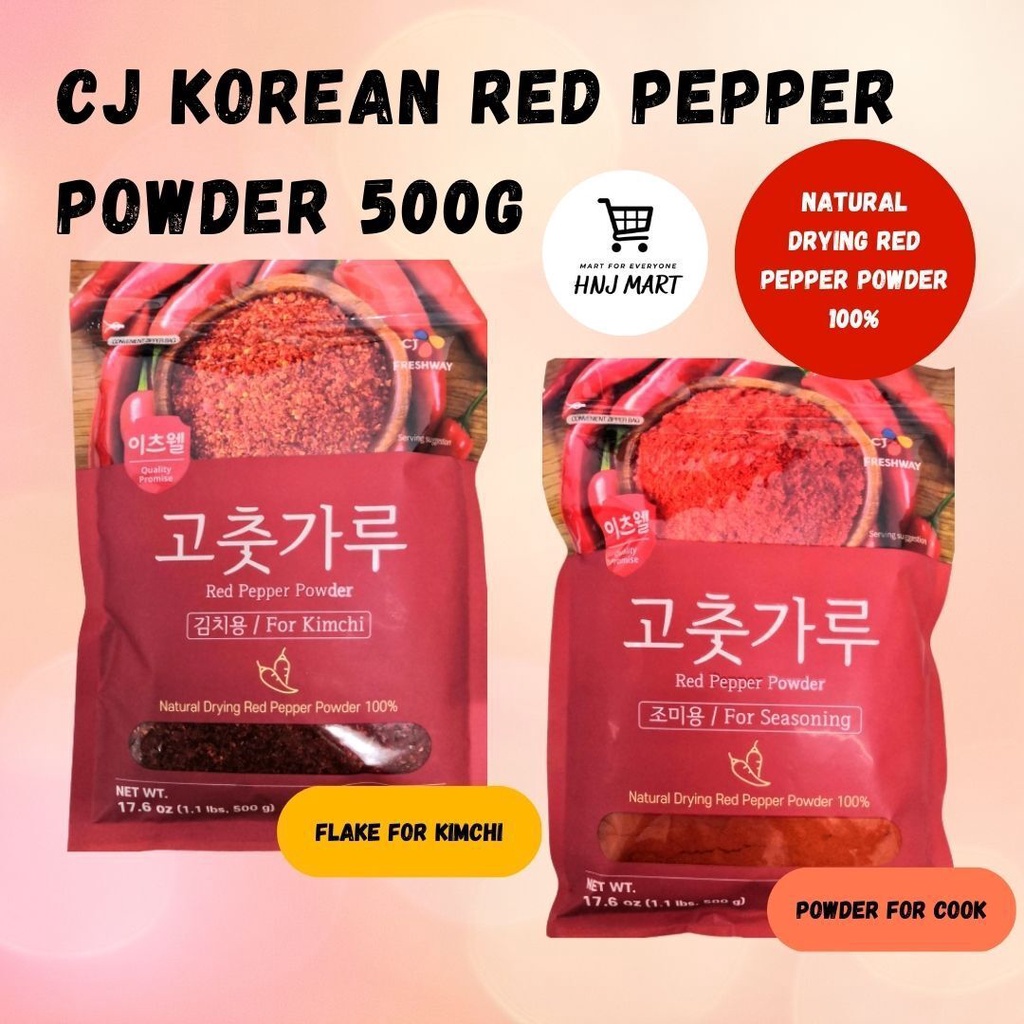 CJ Korean Red Pepper Powder 500g Korean Chili Flake Chili Powder Gochugaru for Kimchi & Cooking