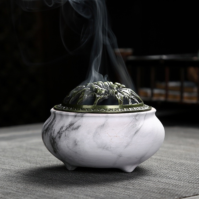 SG Seller】【雨宝林】New ceramic incense burner marble新款陶瓷香炉