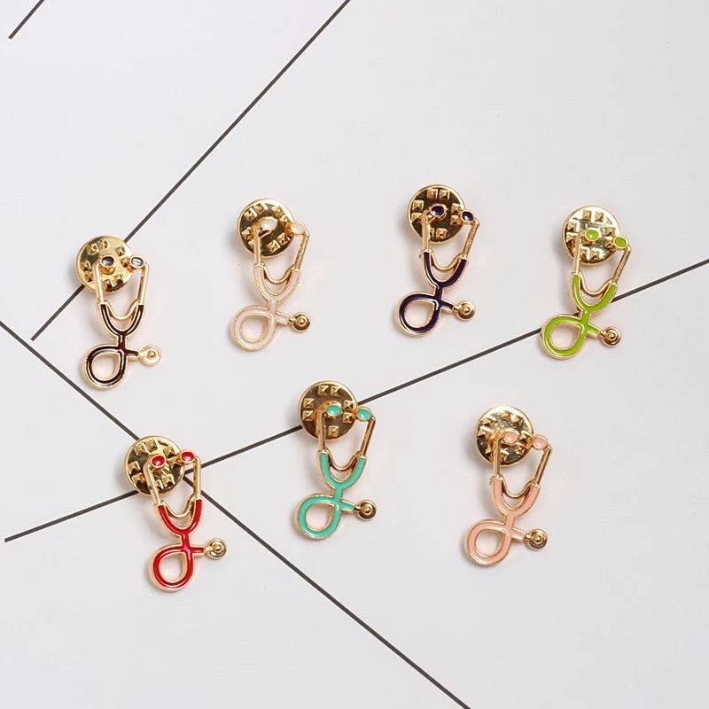 ENAMEL label/brooch pins (Stethoscope, assorted healthcare designs ...