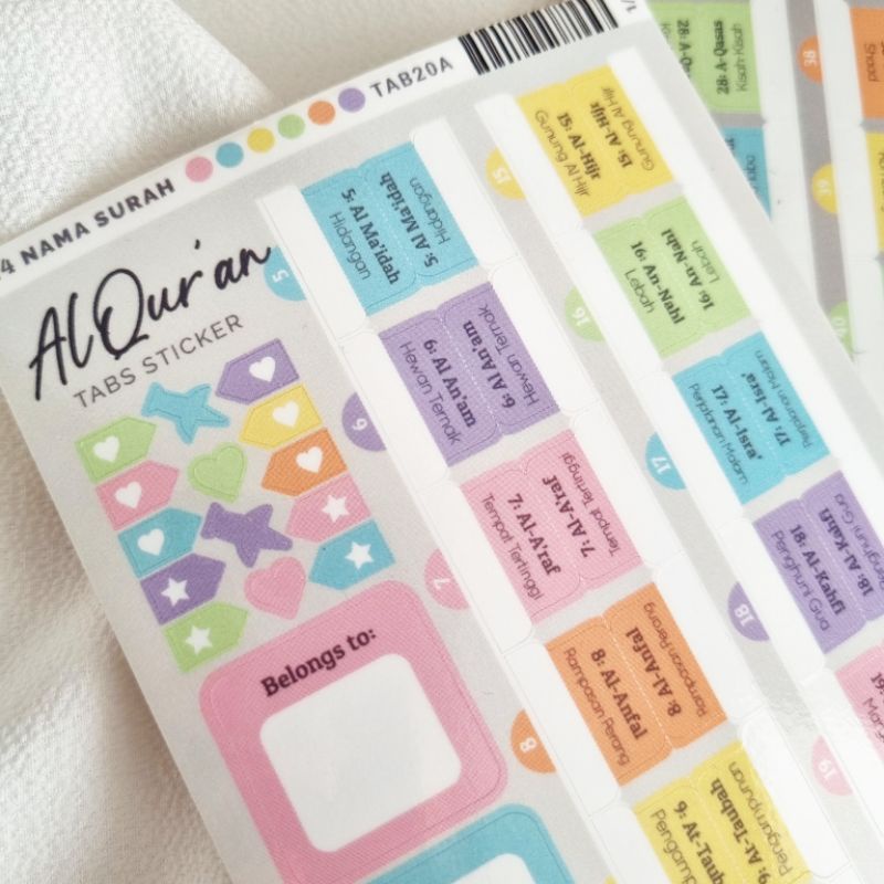 [Sticker Party] Al Quran Barrier Sticker 114 Letter Name And Its