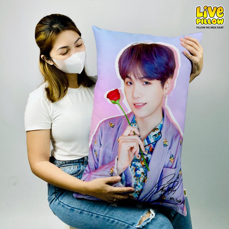 Federa Cuscino BTS Peach 45x45 Cm – Stampa Kpop Bangtan Boys, Regalo Per Fan