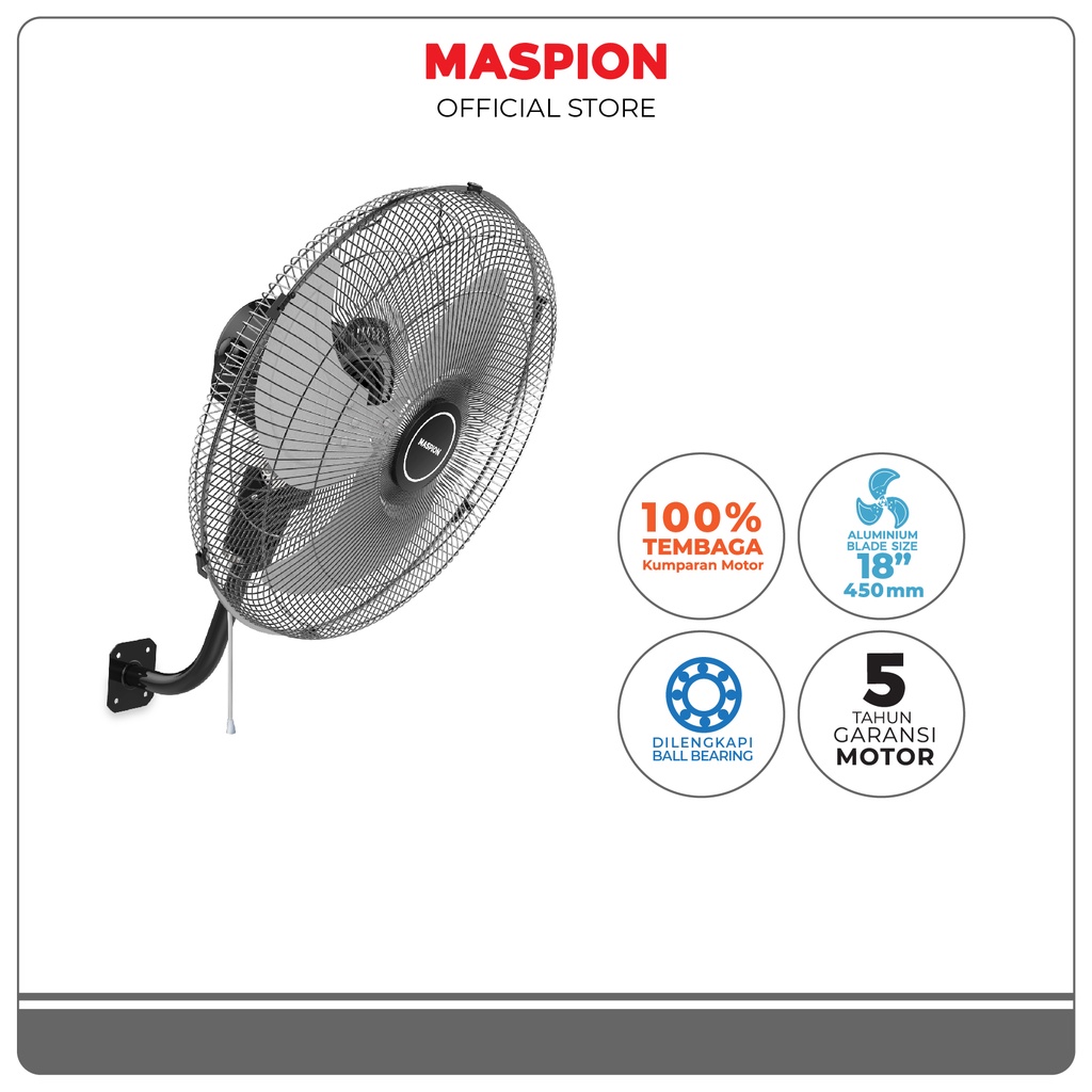 Maspion Power Wall Fan Kipas Angin Dinding 18 Inch PW-455 W