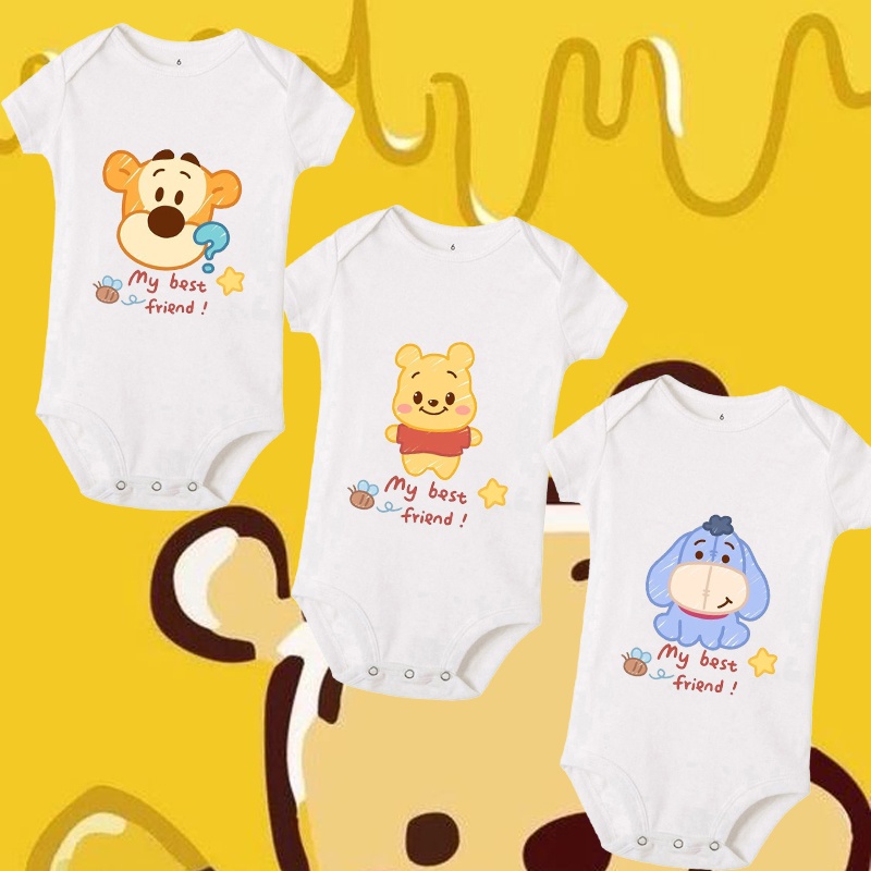 Winnie Best Friend Baby Onesie Short Sleeve Newborn Infant Rompers
