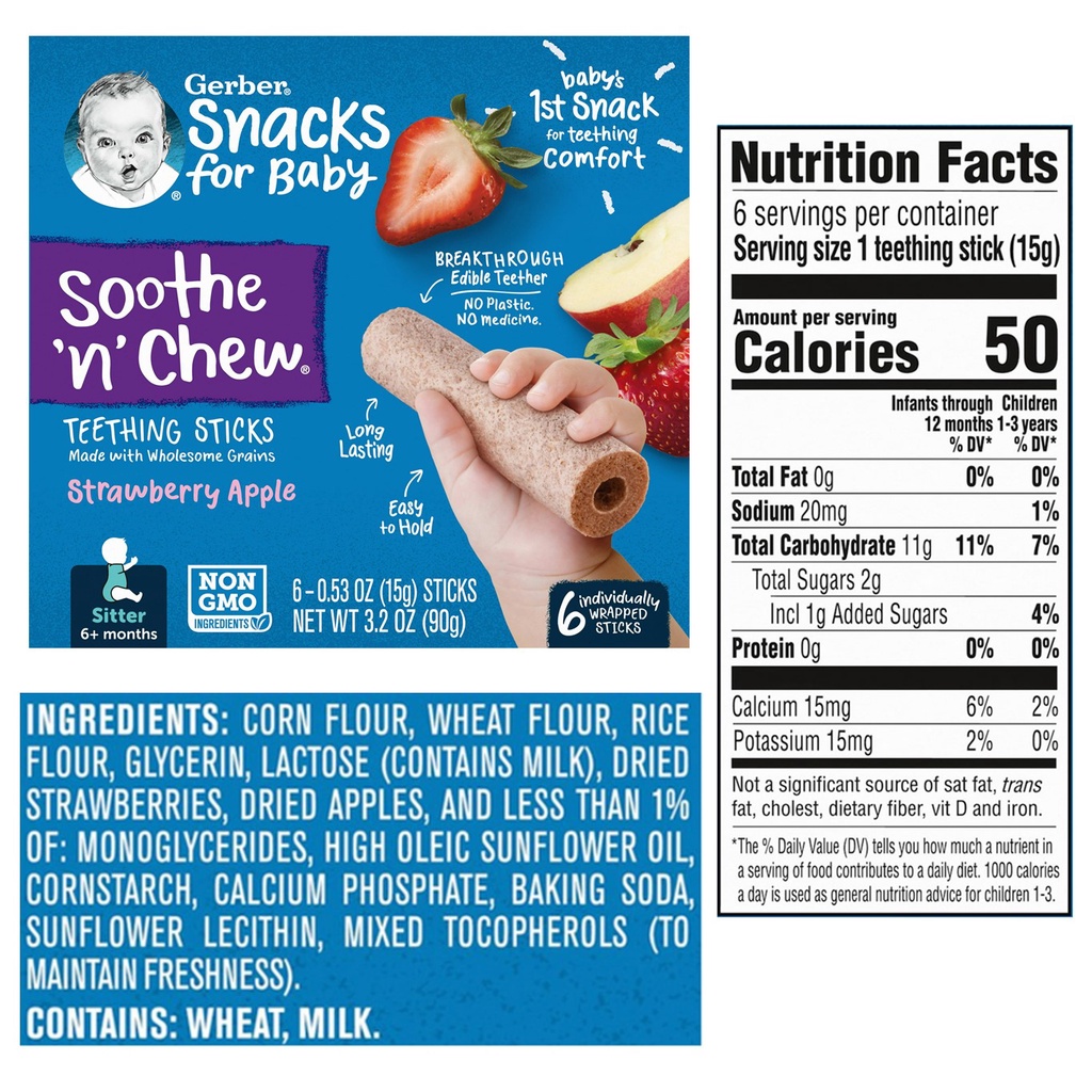 Organic Gerber Teethers Gentle Baby Teething Snacks Biscuits 24 - Main Image