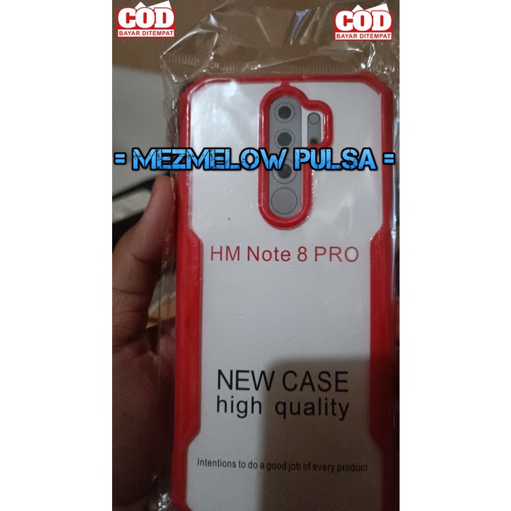 Armor Fusion / Casing Caseng Transparant List merah Hard Case XIAOMI REDMI NOTE 8 PRO - Gambar 2