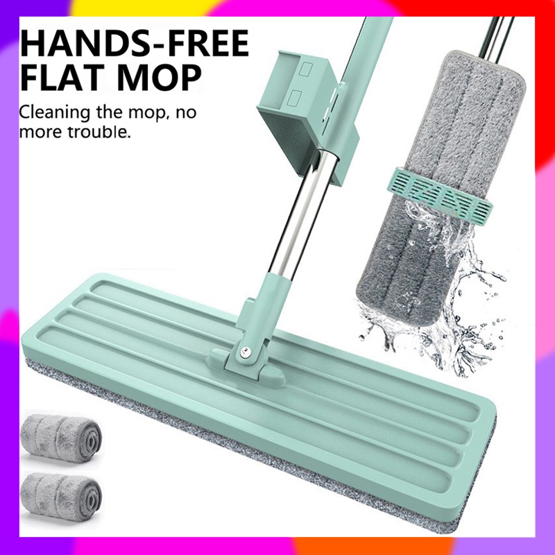 🔥24 Hours🔥Flat Magic Squeeze Mop Free Hand Washing Stainless Steel Handle Spin Mop Home House