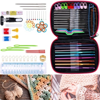 100pcs Aluminum Crochet Hooks Kit Weave Yarn Knitting Needles Sewing Tools Case,Crochet Kits for Beginners Adults, Size: 1XL