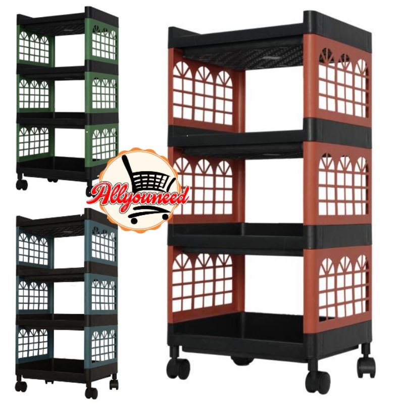 4-Tier Plastic Yoyo Rack 4-Tier Multipurpose Rack with Wheels MULTI ...