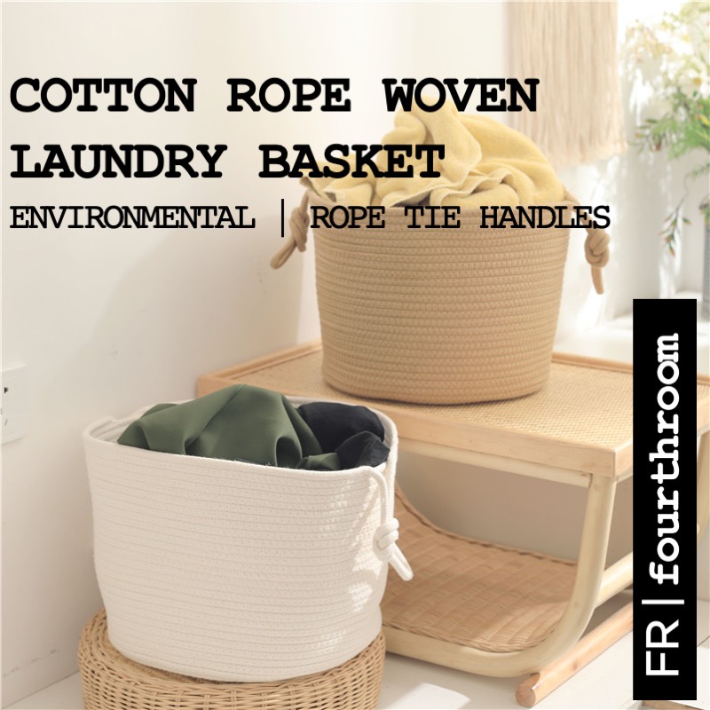 Cotton Rope Woven Soft Laundry Basket with Handle Storage, Baby