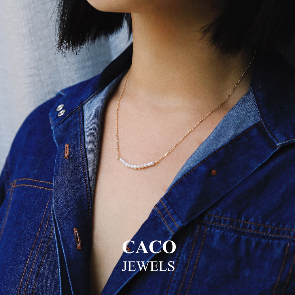 CACO Freshwater Pearl Necklace 14K Gold Plated 
