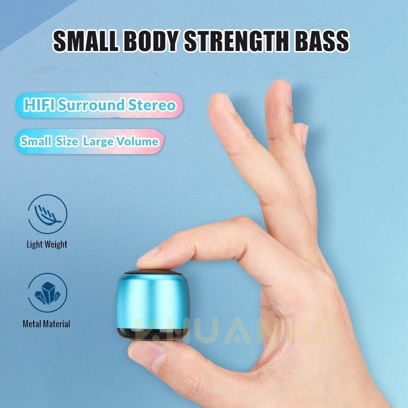 mini Bluetooth speaker Super Bass Speakers with mic metal pair