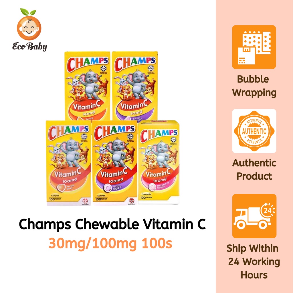 Champs Chewable Vitamin C 30mg/100mg 100s | Shopee Singapore