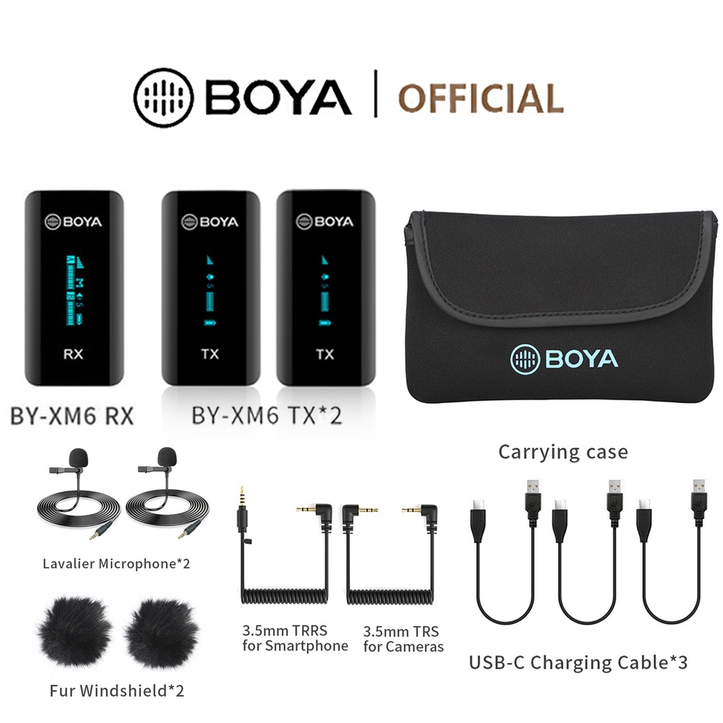 BOYA BYXM6 S2 Wireless Microphone Noise Cancellation Lapel Mic 2.4GHz