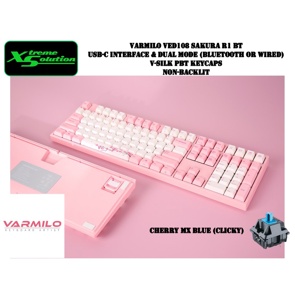 Varmilo VED108 Sakura Edition - Wireless Bluetooth Non Backlit