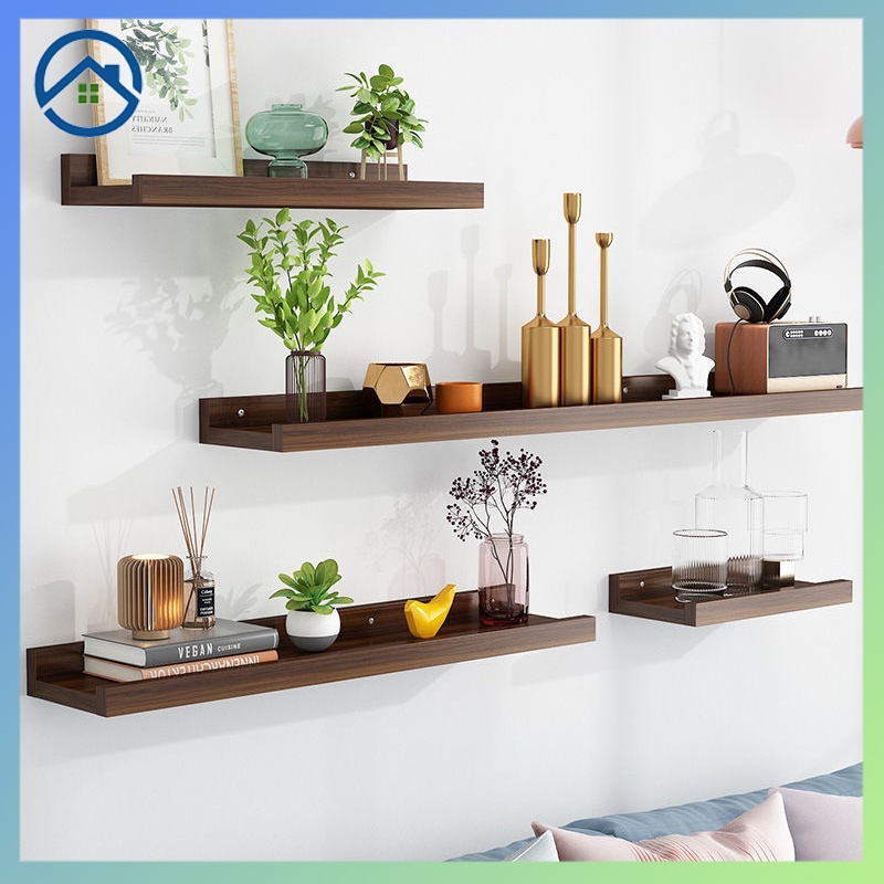 Solid Wood Wall Rack Detail display Wall Shelf Punch Free Bedroom Shelf Rack Decorative Plank Living Room Wall Hanging Creative Wall TV Decorative Partition wNDF