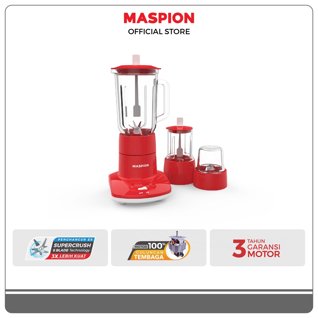 Maspion Pelumat Blender with Wet Miller and Dry Miller 1 Liter MT-1263 GL - Gambar 3
